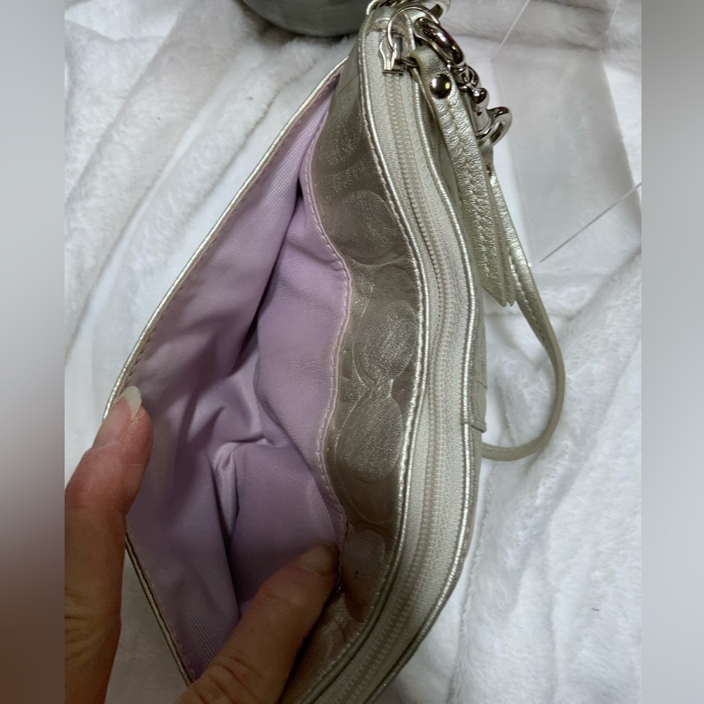 Coach Metallic Silver Wristlet Clutch - Picture 4 of 8